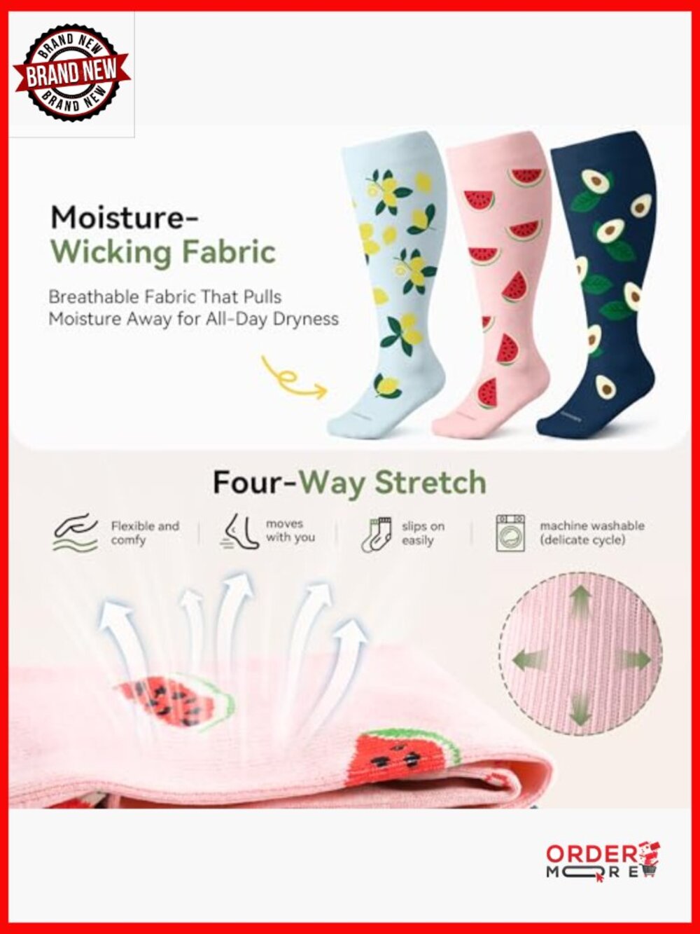 Wide Calf Compression Socks 15-20mmHg Knee High Extra Large for Nurses Travel - Picture 2 of 6